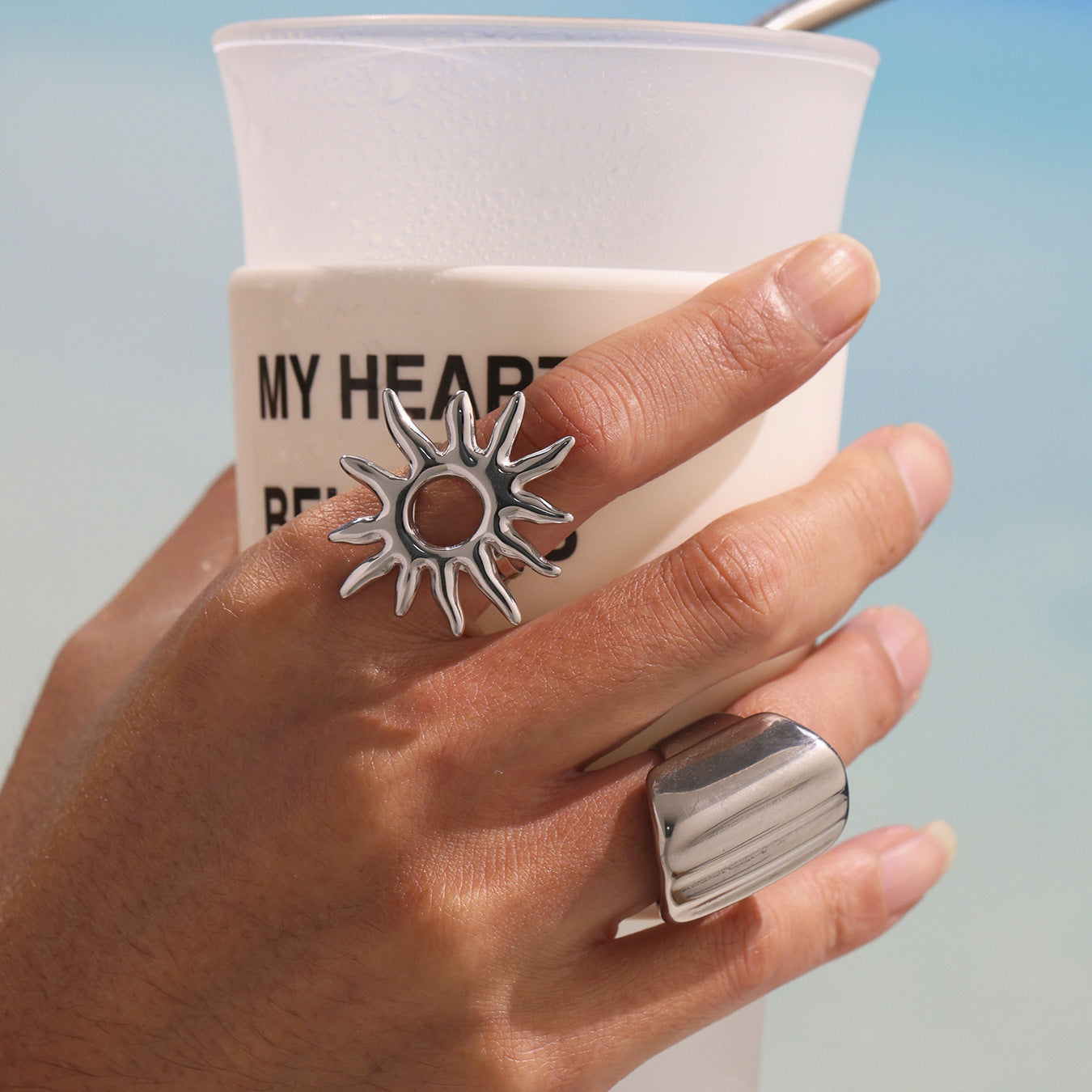 Golden Sun Ring Personalized Exaggerated Opening
