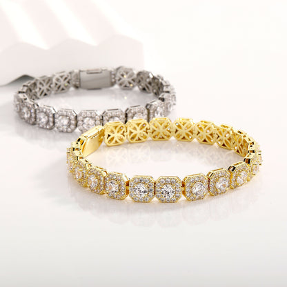 Pulsera cubana de moda para hombre con circonitas