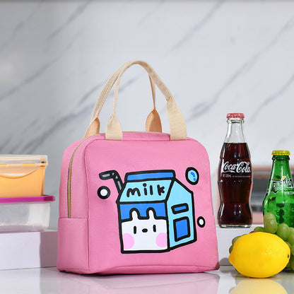 Aluminiumfolie verdickende Büroangestellte tragen Lunchbox-Tasche mit Reis