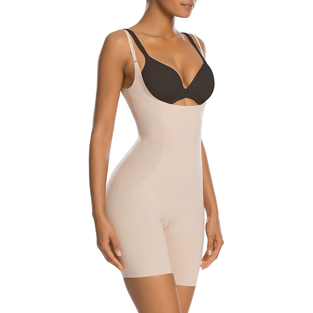 Faja moldeadora de una pieza ajustada de color sólido de moda para mujer