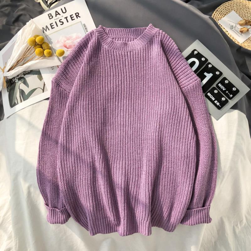 Men's Solid Color Round Neck Sweater Knit Bottoming Shirt