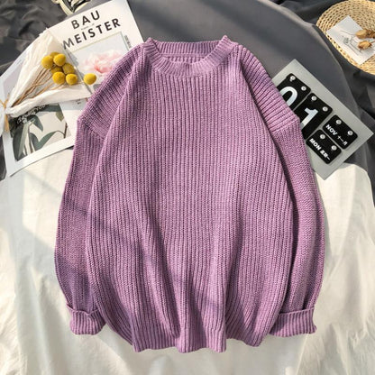 Men's Solid Color Round Neck Sweater Knit Bottoming Shirt