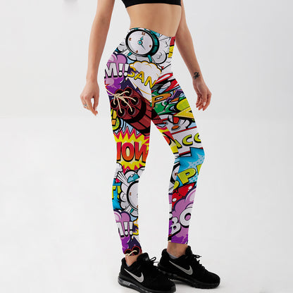 Bedruckte Anime-Leggings für Damen, schmale Passform, Trainingshose für Füße