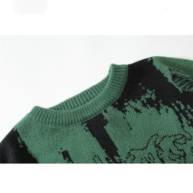 Suéter informal holgado de punto a crochet para hombre y mujer