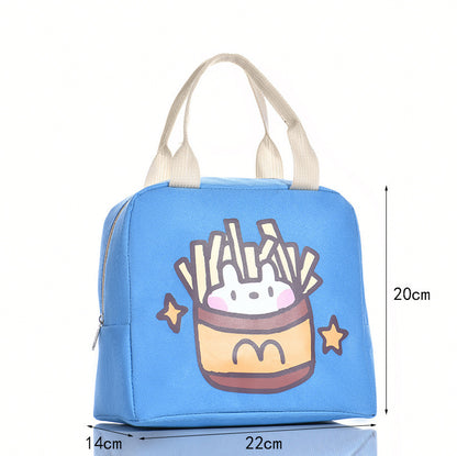 Aluminiumfolie verdickende Büroangestellte tragen Lunchbox-Tasche mit Reis