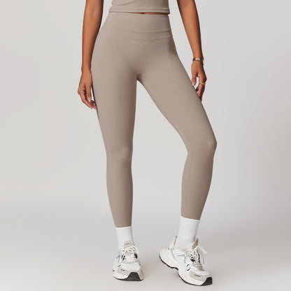 Sanding Tight High Waist Yoga Pants Belly Contracting Hip Raise Fitness Pants
