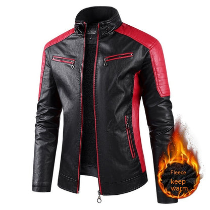 Europäische Größe Herbst Und Winter Freizeit Leder herren Mantel Fleece-gefüttert
