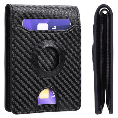Cartera de cuero de fibra de carbono con seguimiento para hombre