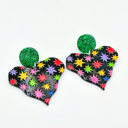 Pendientes acrílicos con forma de corazón con impresión a color