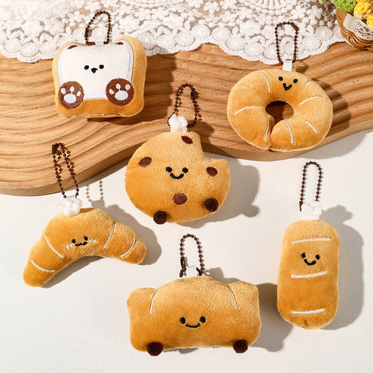 Cute Bread Match Car Keychain Pendant Small Gift Plush Doll Schoolbag Pendant Chain