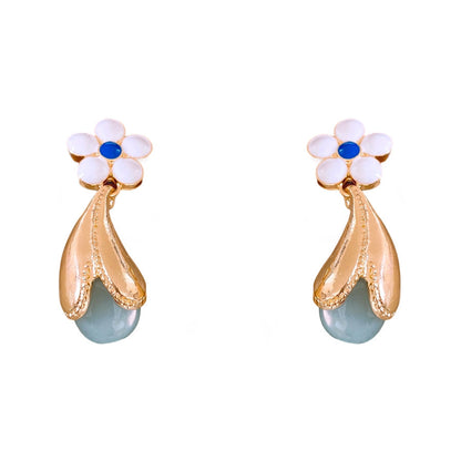 Pendientes de flores de cristal, estilo retro, asequibles, de lujo, para minorías, sencillos y combinables para mujeres.