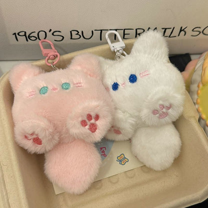 Llavero decorativo con colgante de gato de cola larga de peluche de dibujos animados