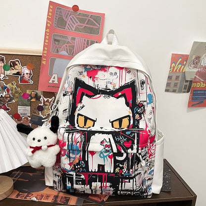Personalisierter Graffiti-Rucksack im Harajuku-Stil für Mädchen, einfach, passend