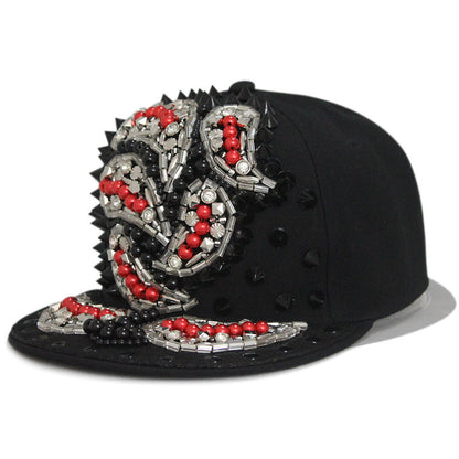 Sombrero estilo Harajuku europeo y americano con remaches de calavera cruzada