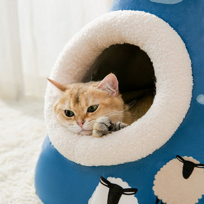 Dreieckiges Jurtenhaus-Katzenstreu für Katzen, geschlossene Haustierstreu