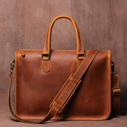 Maletín de cuero Crazy Horse para portátil para hombre