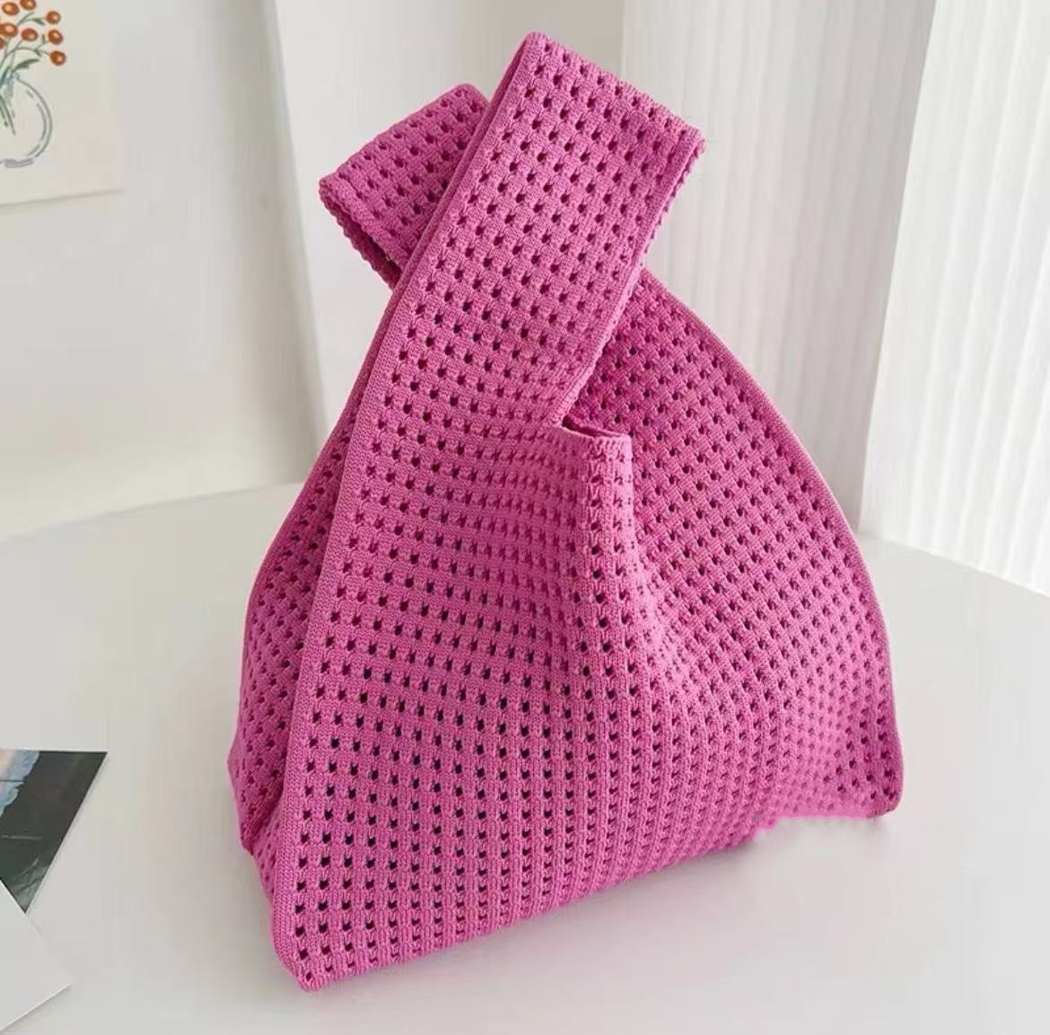 Bolso de mano retro de punto hueco para mujer