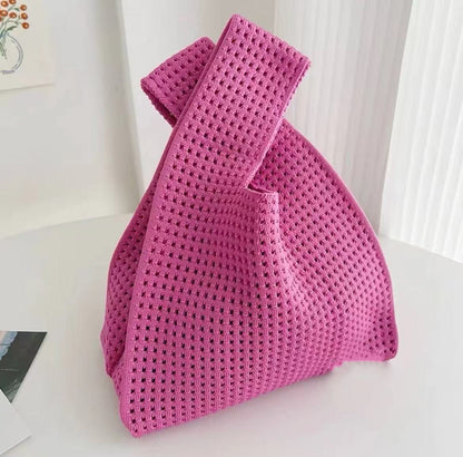 Bolso de mano retro de punto hueco para mujer