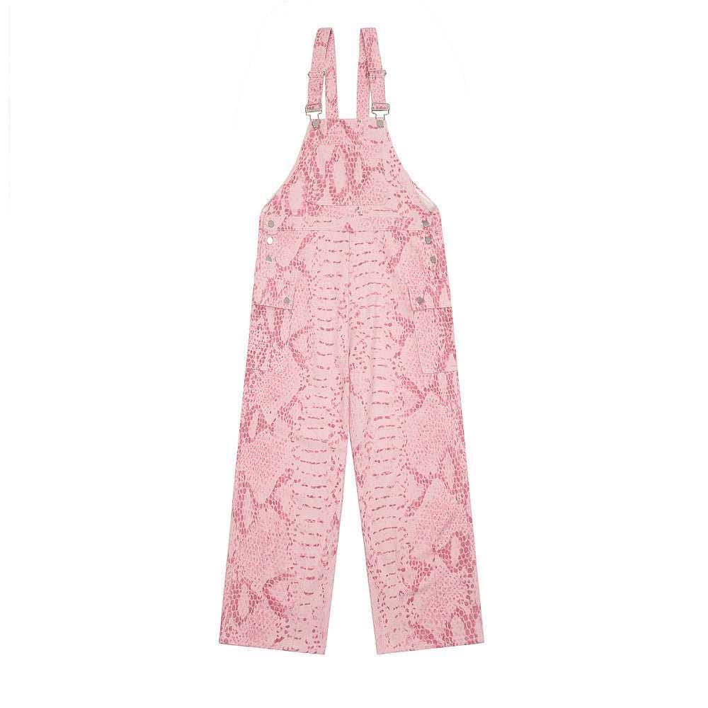 Animal Snake Pattern Camouflage Suspender Pants Men - BAGMODA