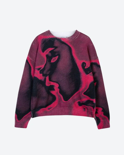 European And American Cartoon Retro Harajuku Print Knitwear