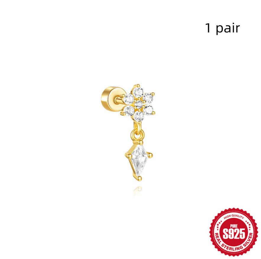 S925 Sterling Silver Flat Column Thread Piercing Ear Bone Stud