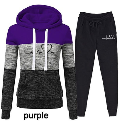 Conjunto deportivo informal de dos piezas para mujer, sudadera con capucha