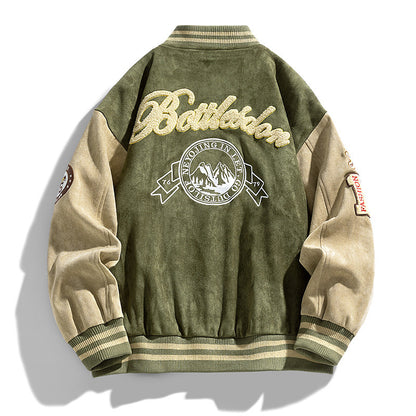 Amerikanische Retro-Baseballjacke mit lockerem Buchstabenmuster