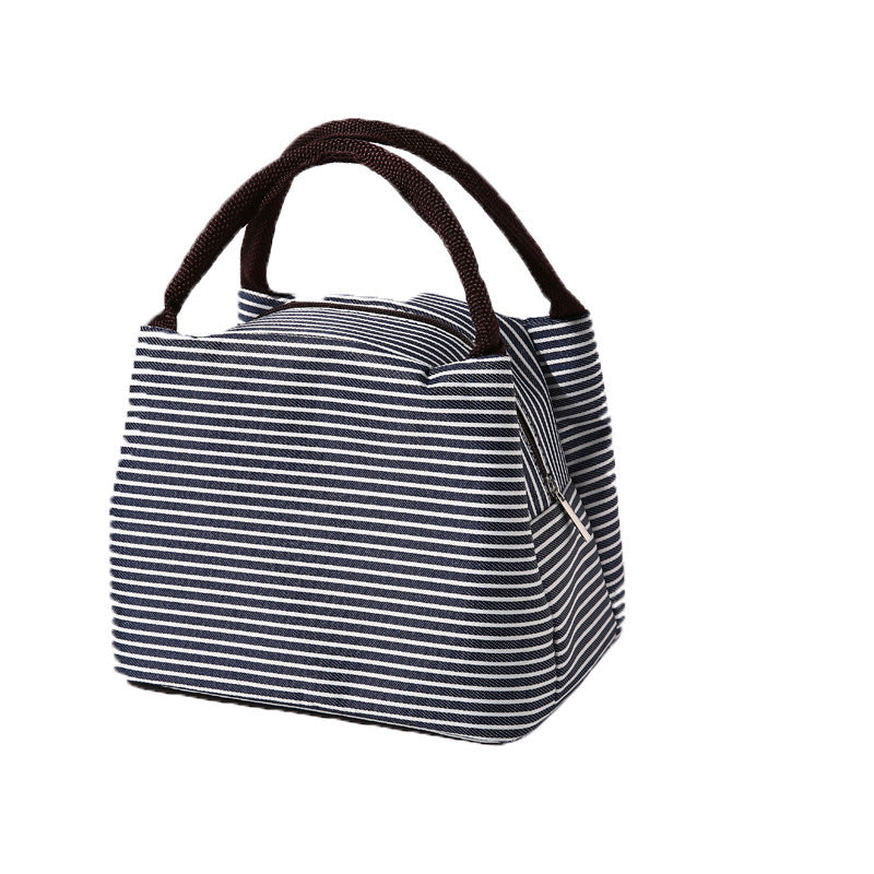 Portable Striped Aluminum Foil Insulation Bag Lunch Bag