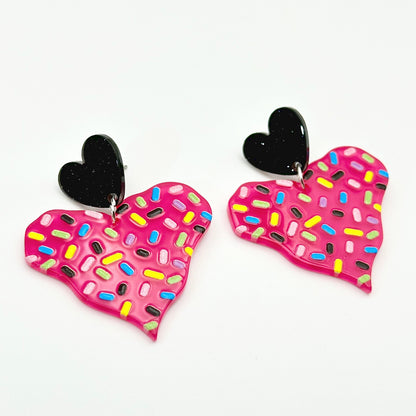 Pendientes acrílicos con forma de corazón con impresión a color