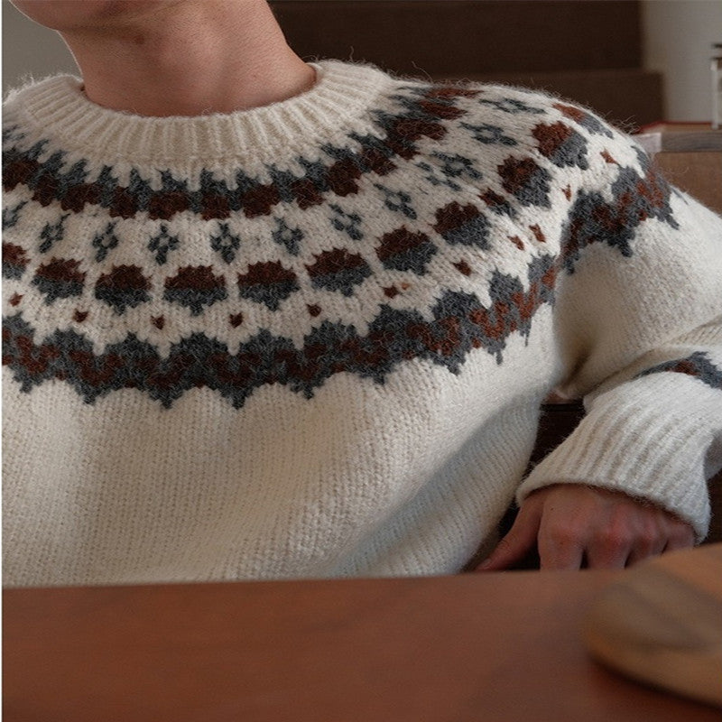 Retro Contrast Color Sweater Knitwear