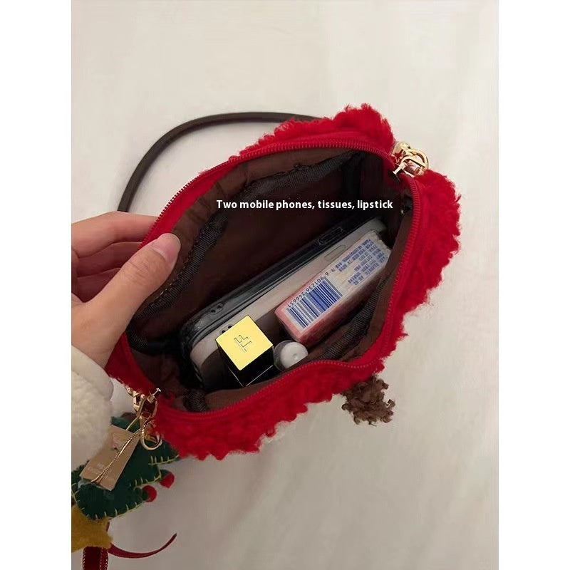Apple Plush Crossbody Shoulder Bag