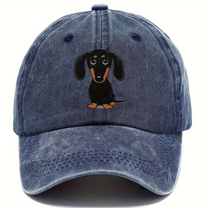 Retro Washed Baseball Cap Schirmmütze mit Dackel-Print