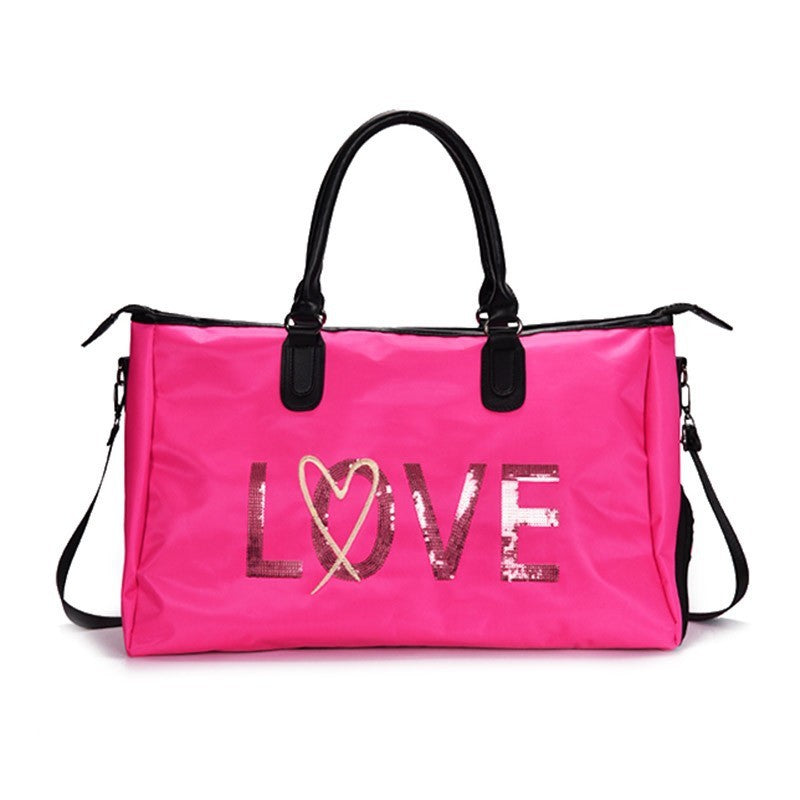 One-shoulder Carry Duffel Bag Large Capacity Waterproof Sequin Shoe Position Fitness Travel Bag
