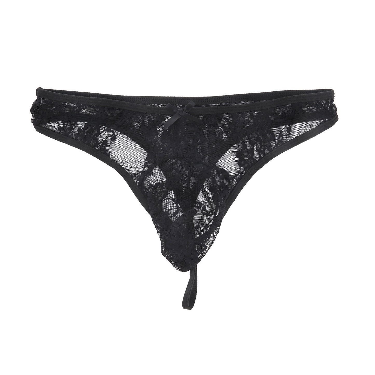 Men's Lace Underwear Ultra Thin Sexy Bow Tie Underpants Seduction Low Waist