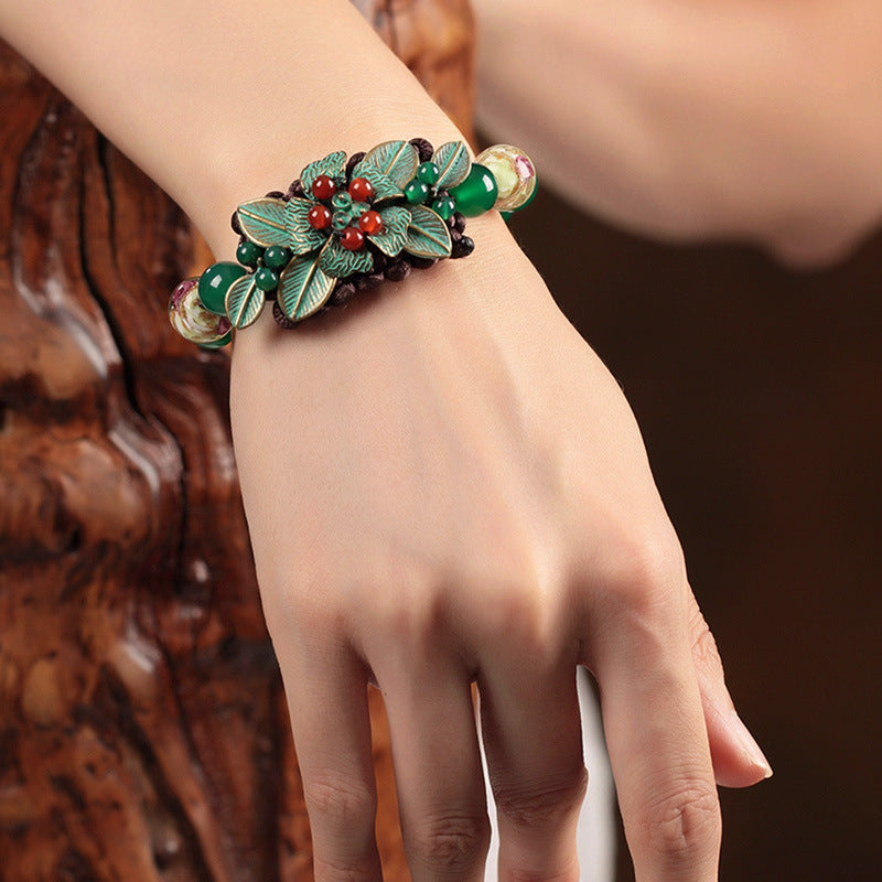 Green Yunnan Ethnic Style Bracelet With Retro Style For Women