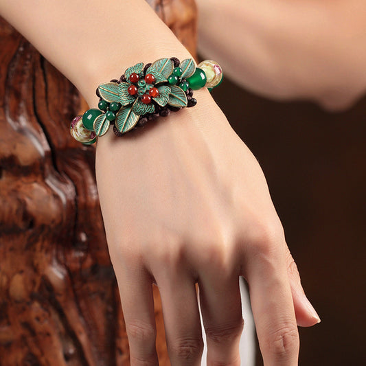 Green Yunnan Ethnic Style Bracelet With Retro Style For Women