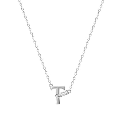 Damen-Halskette mit 26 Buchstaben und Diamanten aus Titanstahl, kein Verblassen der Schlüsselbeinkette
