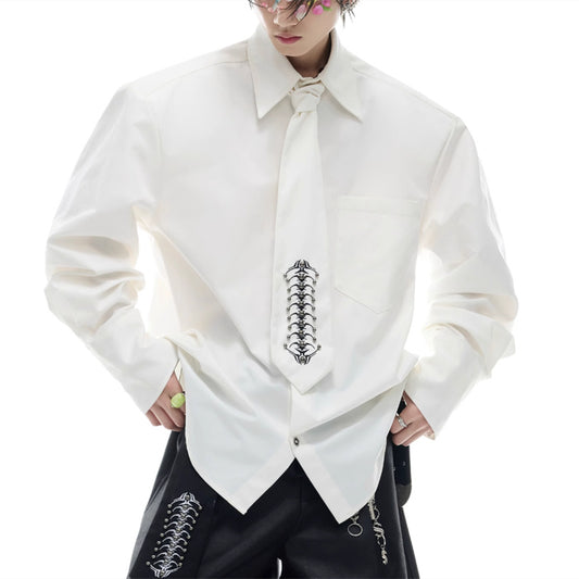 Niche Deconstruction Backbone Embroidered Tie Shirt