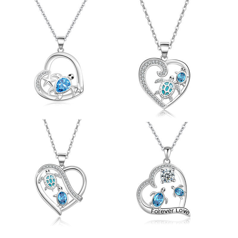 Love Turtle Animal Light Luxury Temperament Gorgeous Full Diamond Necklace