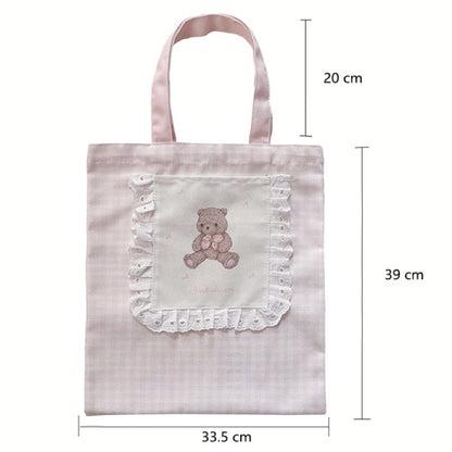 Bolsa de lona de madera con forma de oso