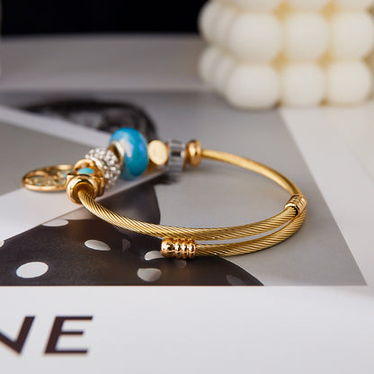 Pulsera de acero y titanio de alta calidad con diseño de árbol de la vida retro de moda y entrada francesa.