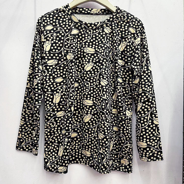 Skin-friendly Cotton Printed Long Sleeve Western Style Youthful-looking Loose Top