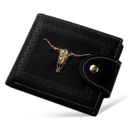 Cartera corta con múltiples ranuras para tarjetas y cremallera para hombre