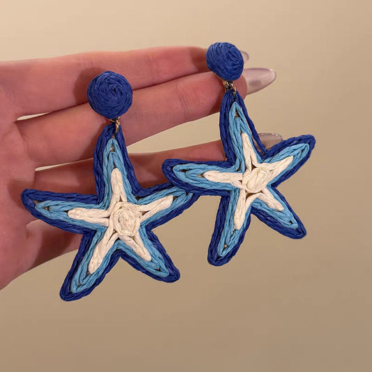 Flower Pattern Shell Tassel Round Earrings Light Luxury High Sense