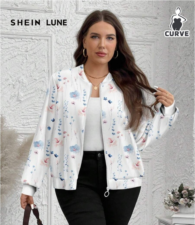 Size Casual Retro Floral Pattern Jacket, Suitable For Spring Outings Autumn And Winter