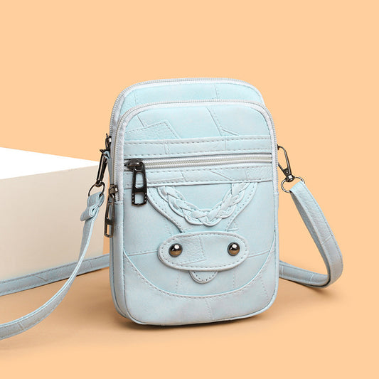 Bolso para teléfono móvil de cuero suave, estilo retro y moderno.