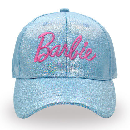 Nueva gorra de béisbol Barbie colorida con láser, gorra rosa con letras bordadas, gorra informal de moda