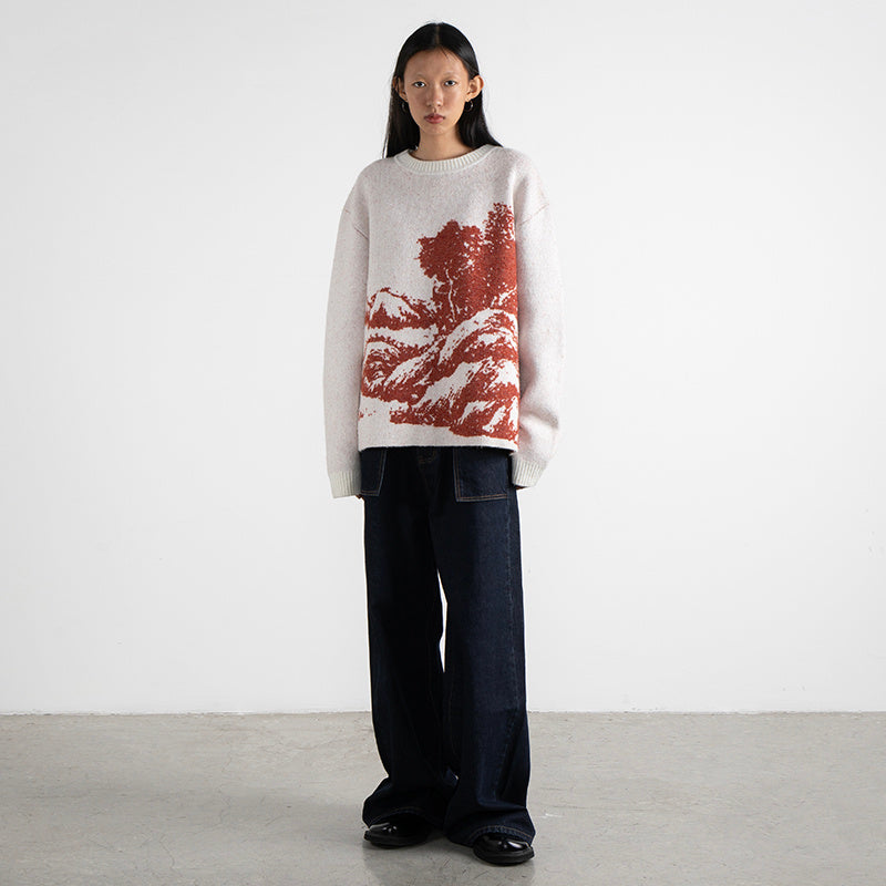 Men's Casual Fashion Landscape Pattern Sweater