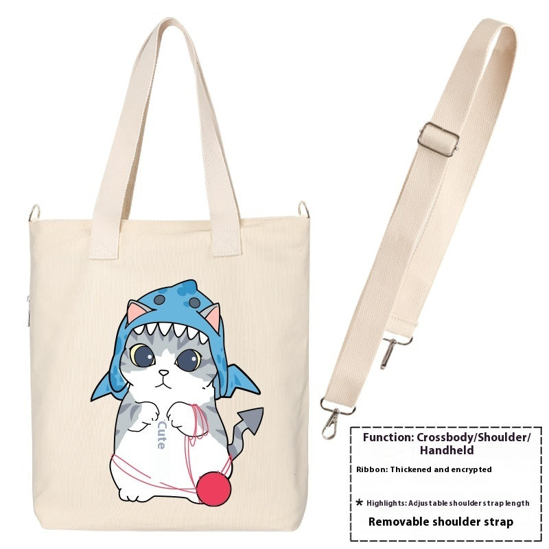 Shiba Inu Male And Female Shoulder Bag Canvas Large Capacity
