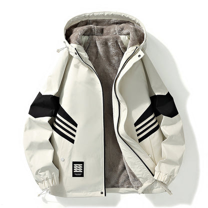 Chaqueta polar con capucha, gruesa, de marca moderna, cálida, para exteriores, para montaña, para hombre